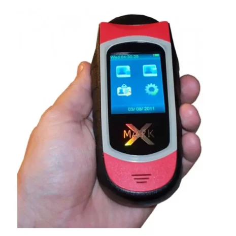 Alcovisor Mark X Alcohol Breathalyser being held for size reference Alcovisor Mark X Alcohol Breathalyser being held for size reference