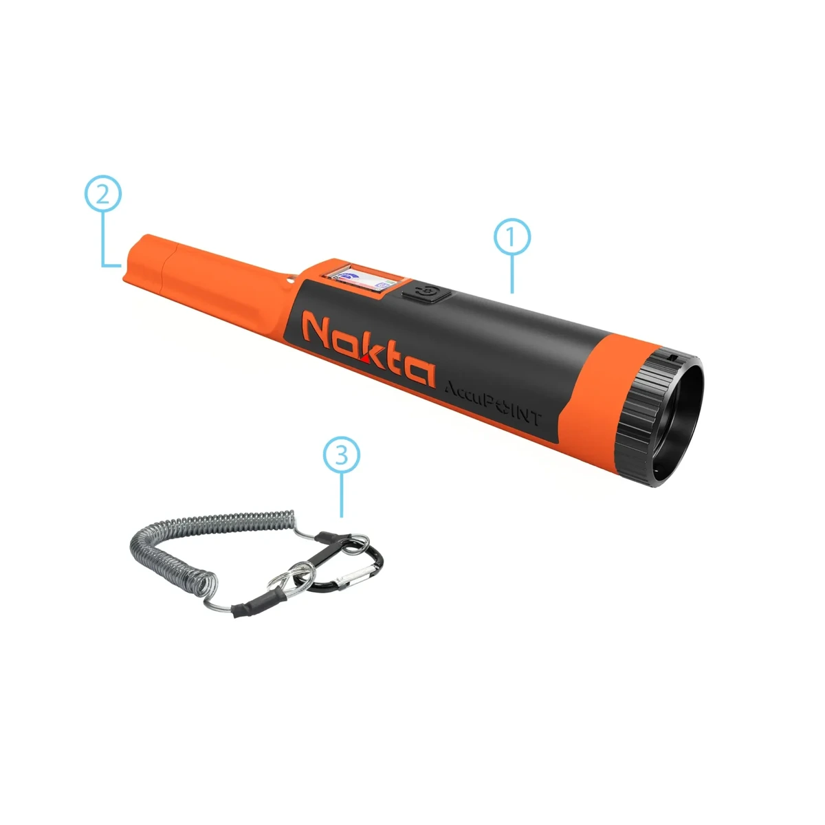 Nokta AccuPoint Lite Pinpointer 2 Nokta AccuPoint Lite pinpointer and security lanyard package contents