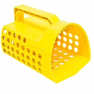 Metal Detectors South Africa 29 Nokta Plastic Sand Scoop - yellow perforated sand scoop with handle and open basket