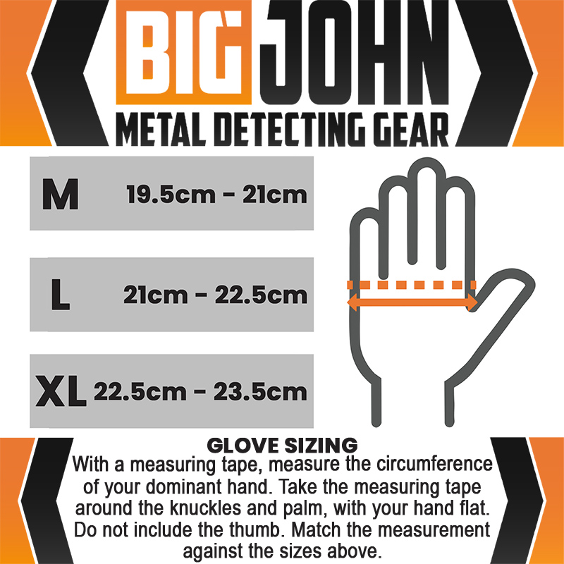 BIG John Metal Detecting Gloves 1 BIG John Metal Detecting Gloves Size Guide